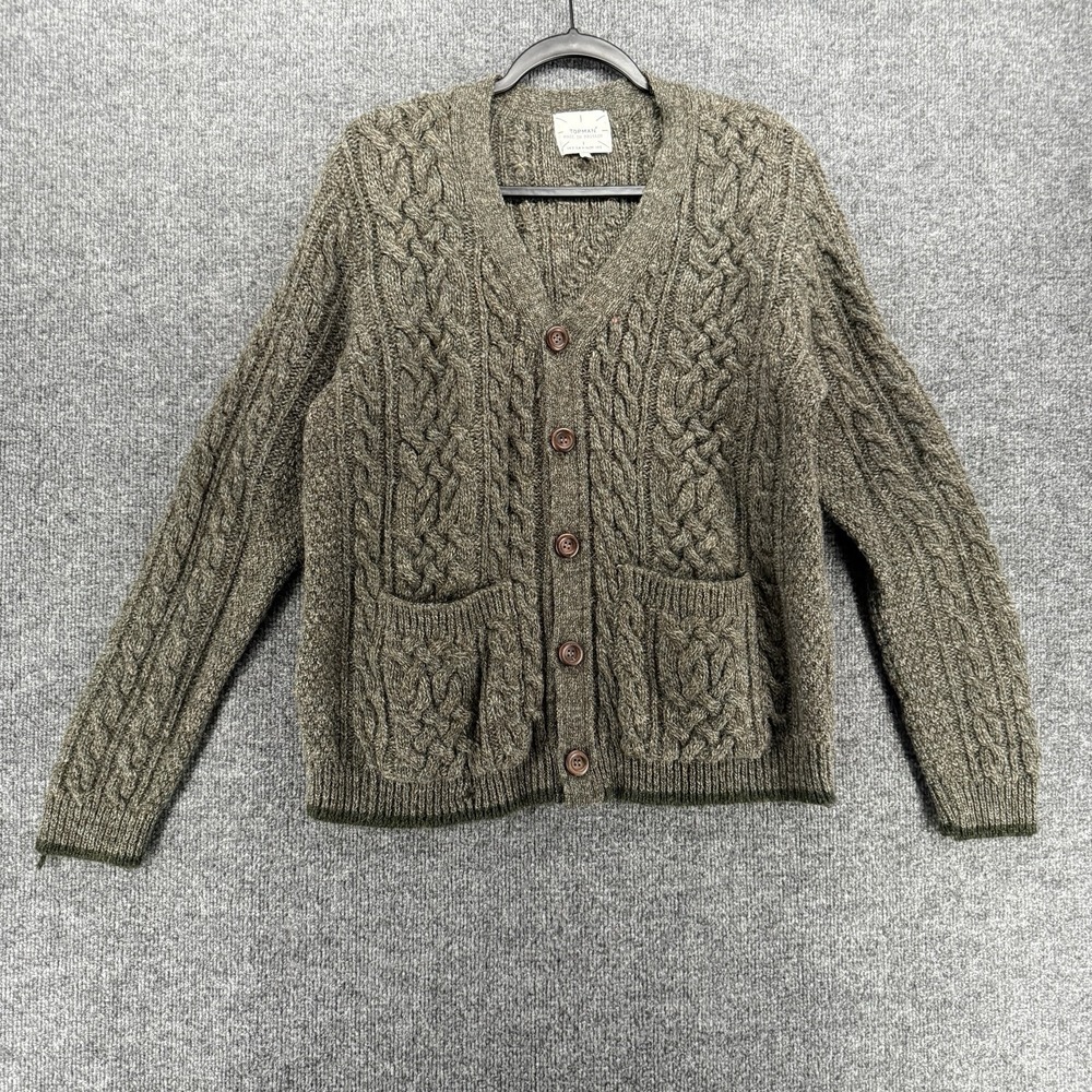 Topman Cardigan Womens S Brown Wool Button Up Pockets Fisherman Boho Cottagecore